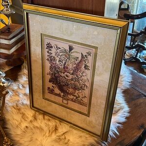 Robert Furber 12 Months of Flowers Botanical Etching December Matted and Framed